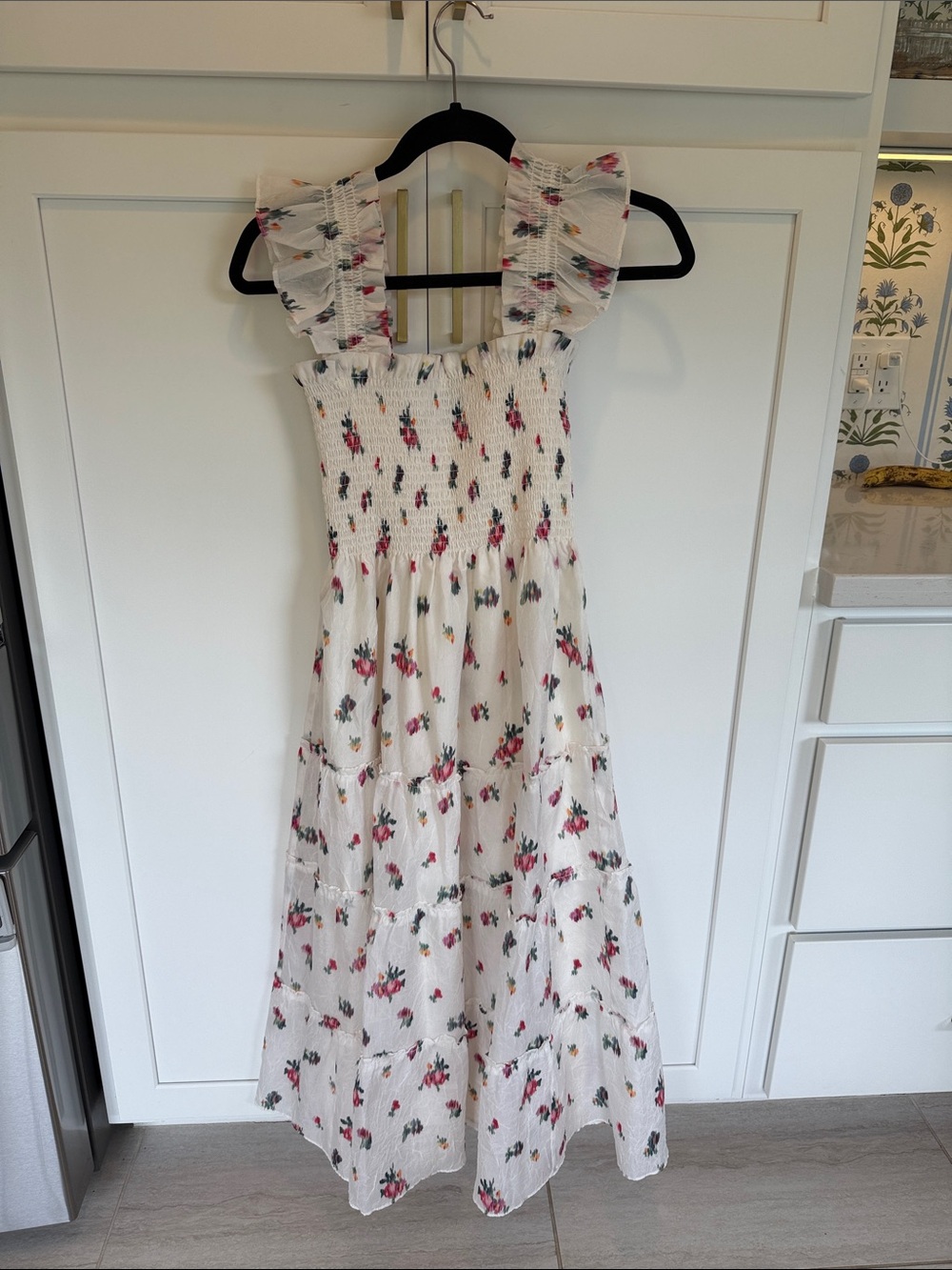 Hill House Ellie Dress in White Ikat Floral